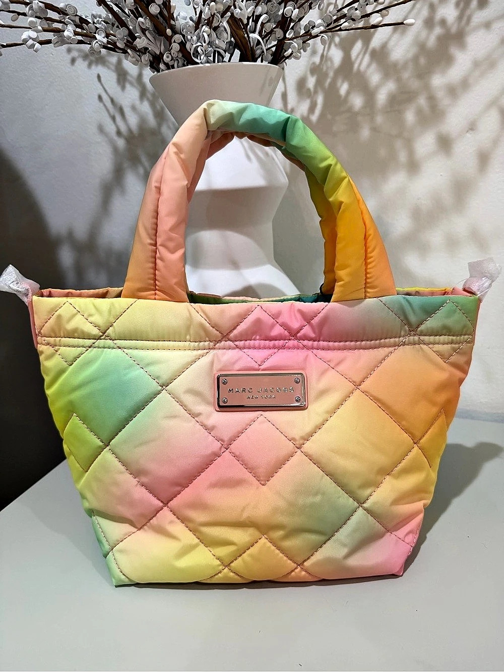 Marc Jacobs The Tote Bag Quilted Tote in Pink & Green NWT